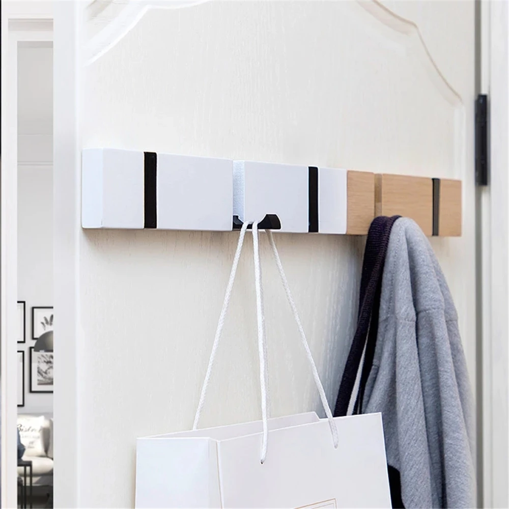 Wall Clothes Hooks Solid Wood Wall Hooks Towel Coat Clothe Racks Hook Shelf Living Room Row Hook Rack Storage Key Holder