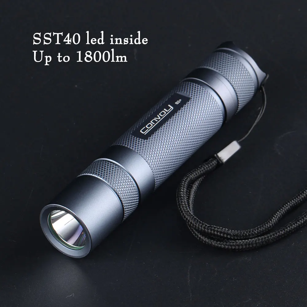 

High Powerful LED Flashlight, Convoy S2 Plus SST40 18650 Torch Flash Light, 1800lm Linterna Portable Camping Fishing Tent Lamp