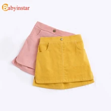 Юбки с высокой талией для девочек; коллекция года; вельветовые юбки-пачки; Детский костюм для маленьких девочек; Одежда для маленьких девочек; Детская школьная юбка