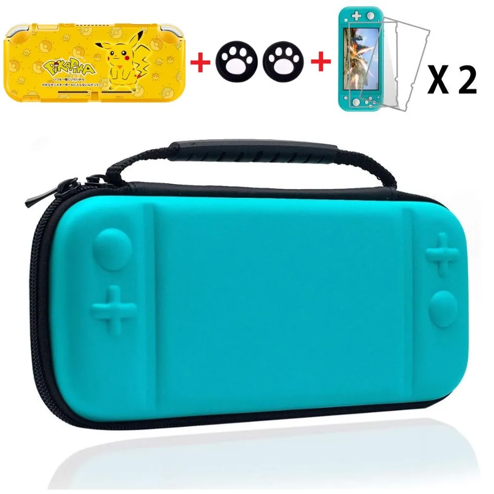 Сумка для переноски для nintendo Switch Lite с 2 слотами для хранения игровых карт и закаленной пленкой, мягкая защитная крышка из ТПУ с защитой от царапин