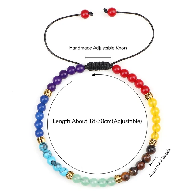 4mm Mini Beads Bracelets Reiki 7 Chakra Healing Balance Bracelet for Women Men Natural Stone Yoga Handmade Bangles femme Jewelry 4mm Adjuatable