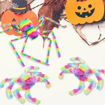 

Plush Spider Large Size Halloween Decoration Party Decor 90CM Rainbow Terror Haunted House Spider