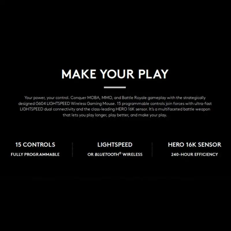 Logitech G604 LIGHTSPEED, 15 программируемых клавиш, игровая мышь, беспроводная, Bluetooth, 16000 dpi, Регулируемая оптическая мышь, игровая мышь, Новинка