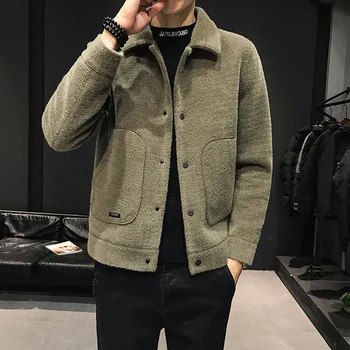 

2020 New Men's Windproof Warm Straight Woolen Jacket Men's Winter Solid ColorJacket Large Men's Jacket Outerwear Tops
