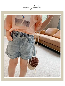 

New Arrival Kids Clothes Casual Summer Trousers Jeans Hot Sale High Waists Denim Shorts Girls Casual Loose Short for 2T-7T