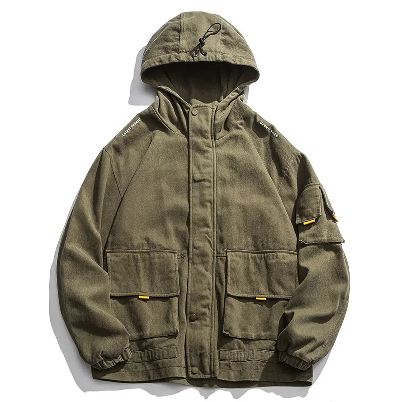 

Japanese-style Trend Autumn MEN'S Jacket Hooded Solid Color Loose-Fit Coat Fashion