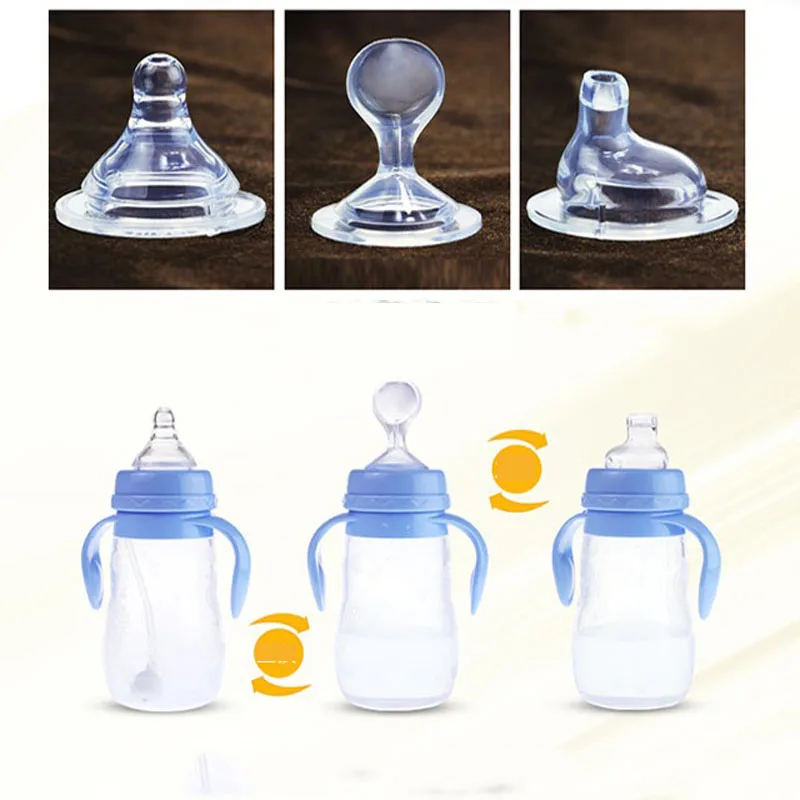 3 Use Infant Baby Soft Silicone Food Supplement Toddler Rice Cereal Feeding Bottles Spoon Milk Food Storage Cup 150/240ml Baby Food Storage Containers Portable Food Storage Box