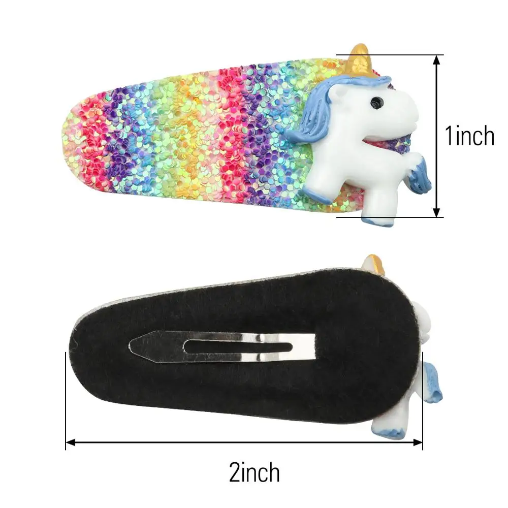 Unicorn Baby Hair Clip Cartoon Shiny Glitter Gradient Hair Pins Girls Sequin Rainbow Baby Hair Clips Accessories Cute Dreamy
