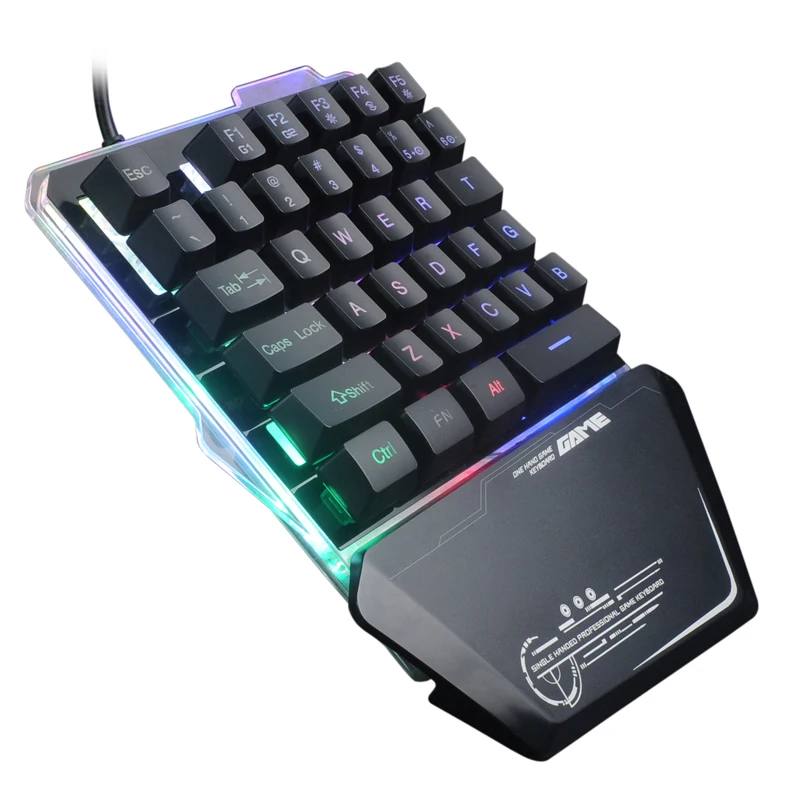Игровая RGB клавиатура для одной руки проводная портативная мини со светодиодной