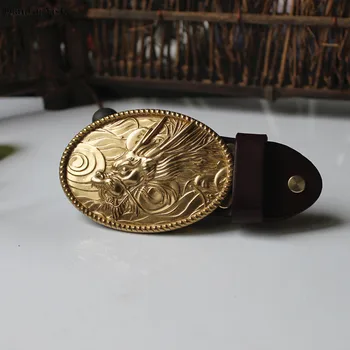 

Retai Oval Luxury Solid Copper Brass dragon head Belt Buckle Cowboy Buckles Fit 4cm Wide Belt Men,Women,Jeans,Clothes accessorie