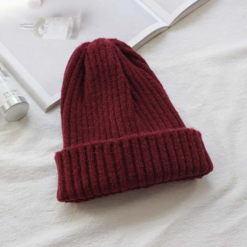 5 Унисекс Зимние шапки для женщин сплошной цвет теплые короткие Skullies и Beanie женские хип-хоп вязаные шапки Лыжная мягкая эластичная мешковатая шапка - Цвет: 5