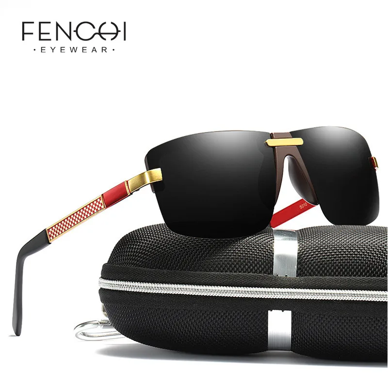 

FENCHI Rimless Polarized Sunglasses Men UV400 High Quality Retro Square Sun Glasses Coating Lens Driving Eyewear For Men Women