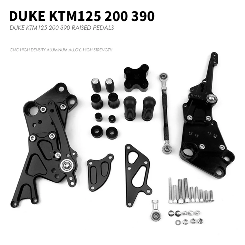 Для DUKE KTM125 200 390 RC390 мотоциклетные поднятые педали высокой плотности CNC алюминиевые гоночные опоры для ног Мотоциклетные аксессуары - Цвет: Черный