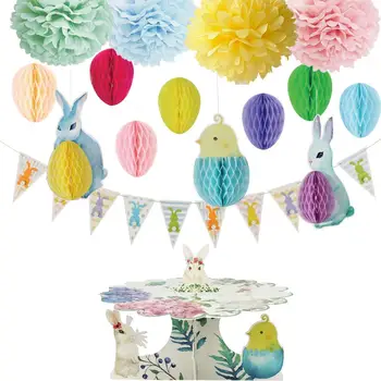 

Decorative Flower Paper Animal Rabbit Lantern Honeycomb Ball For Wedding Party Kid Birthday Decoration
