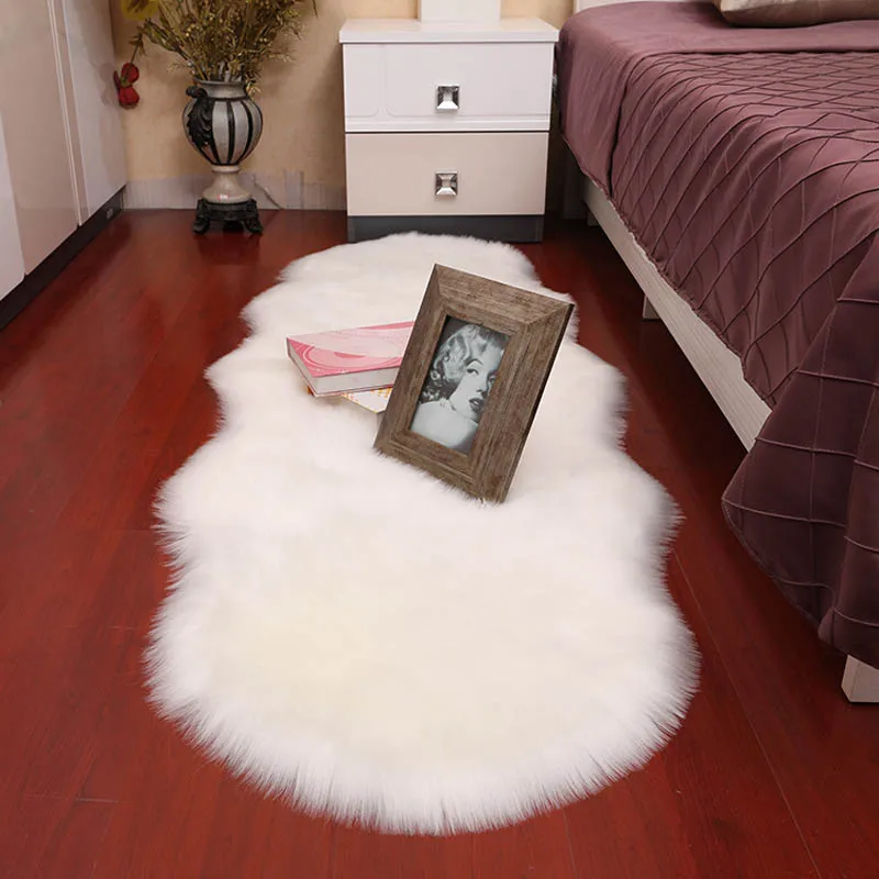 Soft Faux Fur Wool Carpet for Living Room Artificial Sofa Bed Rug Plush Carpets Bedroom Cover Mattress Door Window Bay Mat