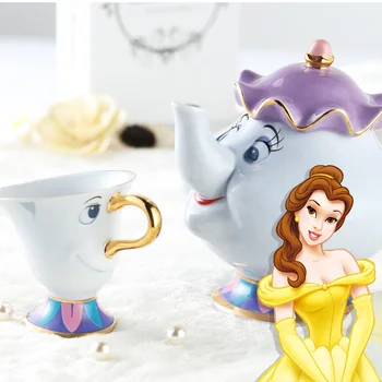 

New Cartoon Beauty And The Beast Teapot Mug Mrs Potts Chip Tea Pot Cup One Set Lovely Christmas Gift Fast Post