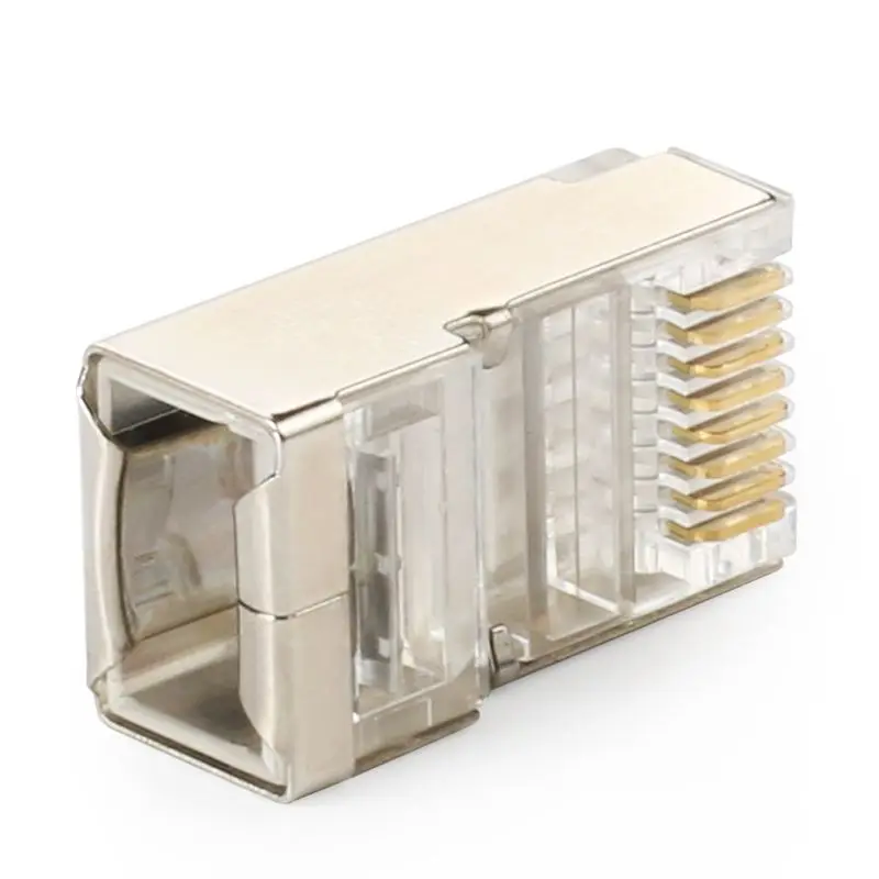 Cabeça de Cristal Protegido Conector Crimp Ethernet Stp 8p8c Modular Plugues 100 Peças Rj45 Cat5e Cat6