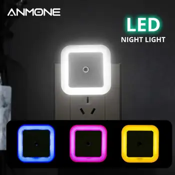 

Wireless Sensor LED Night Light Mini Square Induction Nightlight Lamp EU US Plug For Children Kids Bedroom Living Room Light