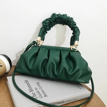

Pleated Design PU Leather Shoulder Bags for Women 2020 Winter Branded Handbags and Purses Luxury Crossbody Hand Bag Female totes