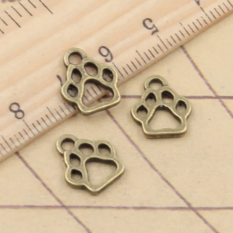 30 pçs encantos cão pata 13x11mm tibetano bronze prata cor pingentes antigo jóias fazendo diy artesanal ofício