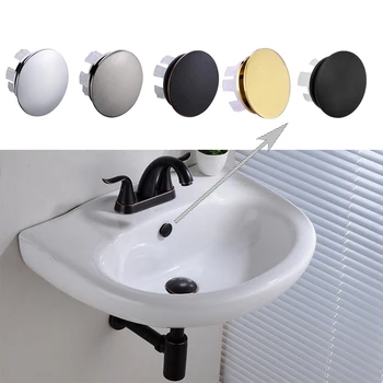 Solid Brass Sink Overflow Cap Round Hole Cover for Bathroom Basin Chrome/Brushed Nickle/ORB/Brushed Gold/Matte Black Finished 1