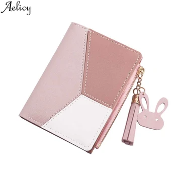 

Aelicy New Ladies Wallet Contrast Color Stitching Coin Wallet Trend Buckle Zipper Bag Tassel Wallet Coin Purse Zipper Bag