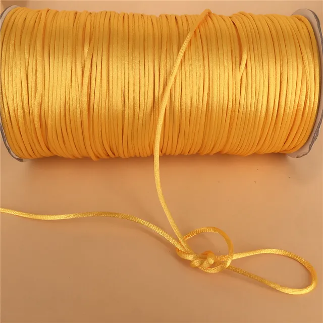 2MM  Chinese Knot Line Cord Silk Satin Nylon Cord 35colors for DIY String Necklace Bracelets 20meters Lot Gold yellow 523