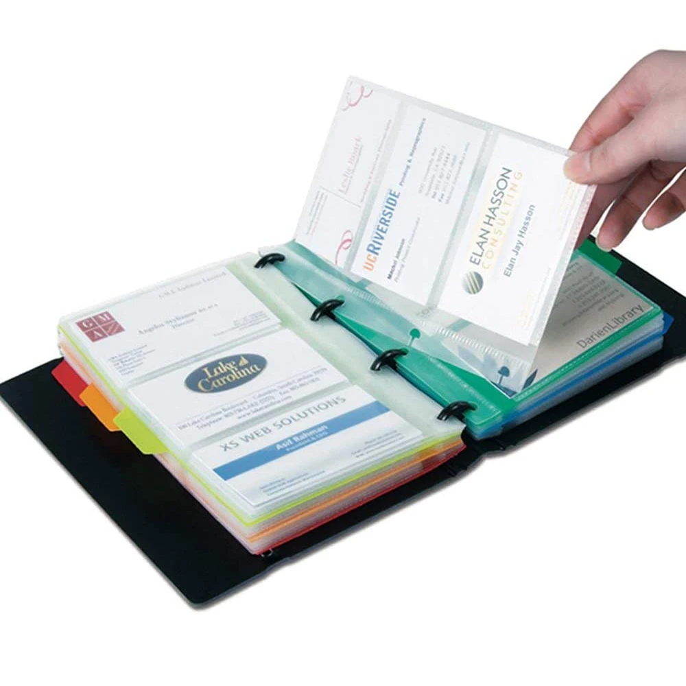 Business Card Organizer Holder Book, Credit Binder File Sleeve Storage, Name Card Holders Men & Women, 5 Index Tabs