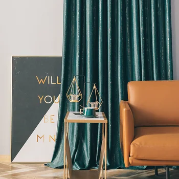 

Northern European Simple Modern Light Luxury Dark Green Velvet Shade Luxury High-End Flannel Curtains for Living Room Bedroom