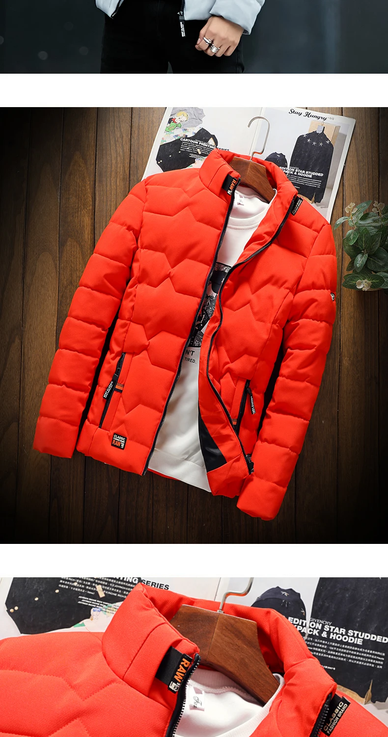 Осень зима мужская новая куртка модная повседневная Толстая теплая хлопковая одежда мужская приталенная бейсбольная куртка размера плюс теплая куртка