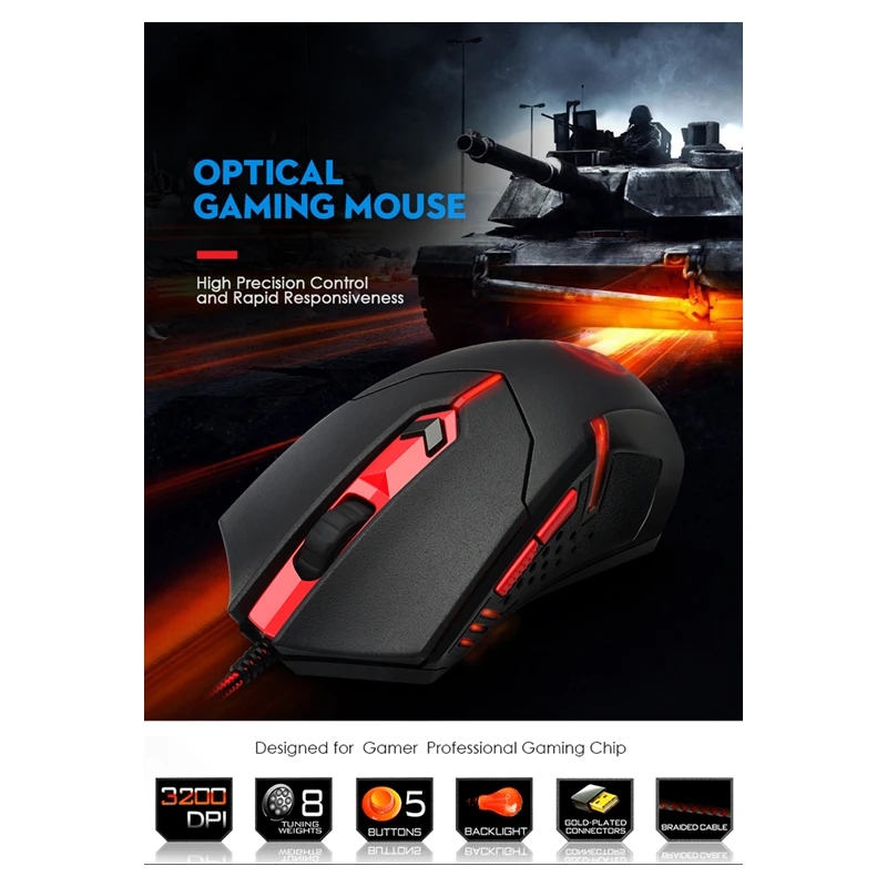 Оригинальная проводная мышь Dragon, профессиональная игровая мышь 3200 dpi, оптическая сенсорная мышь для компьютера, ПК