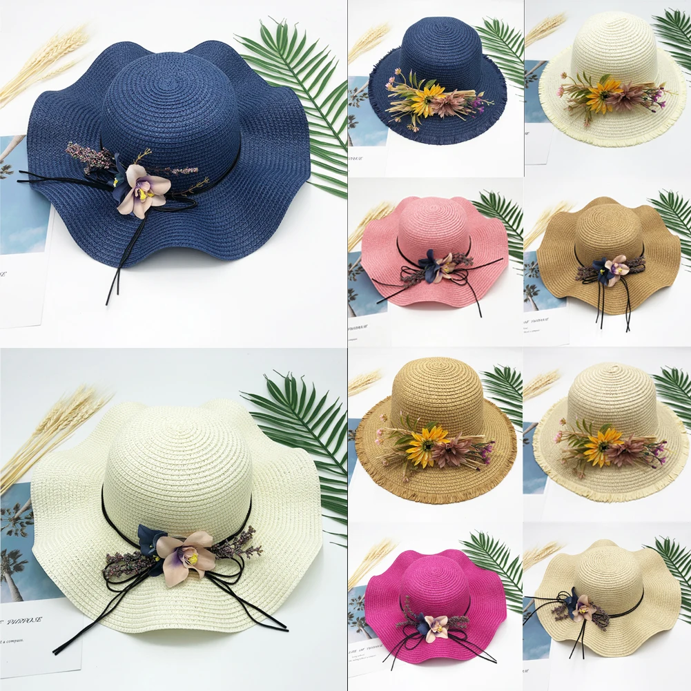 Брендовая мягкая шляпа, мягкая Солнцезащитная летняя Соломенная пляжная шляпа, женская и детская Цветочная декоративная крышка, модные шляпы