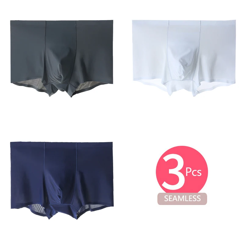 trunk underwear LANGSHA 3Pcs/Set Mens Underwear Silk Convex Boxer Men Solid Seamless Nylon Shorts Pants Ice Feel Boxers Homme Male Underpants best boxers for men Boxers