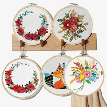 1 pacote bordado flor kit com padrão + instruções, bordado diy ponto iniciante kit incluem 1 ferramentas de bordado aro