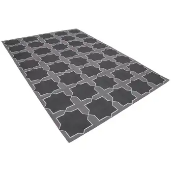 

190x271 Cm Grey Handmade Dhurrie Rug-6x9 Ft
