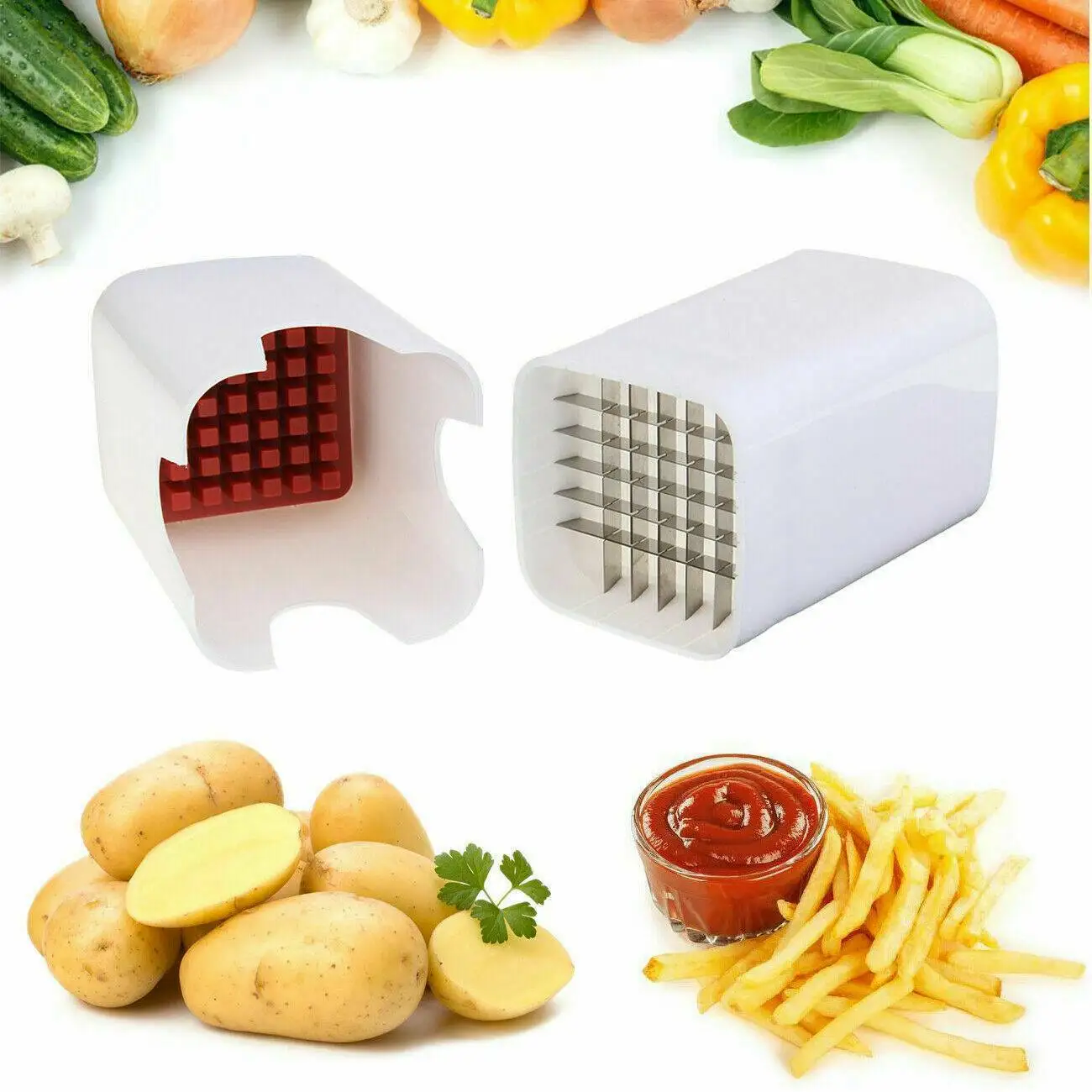 

Honhill Potato Slicer Cutter French Fry Vegetable Cutter Chopper Chips Making Tool Potato Cutting Kitchen Gadgets