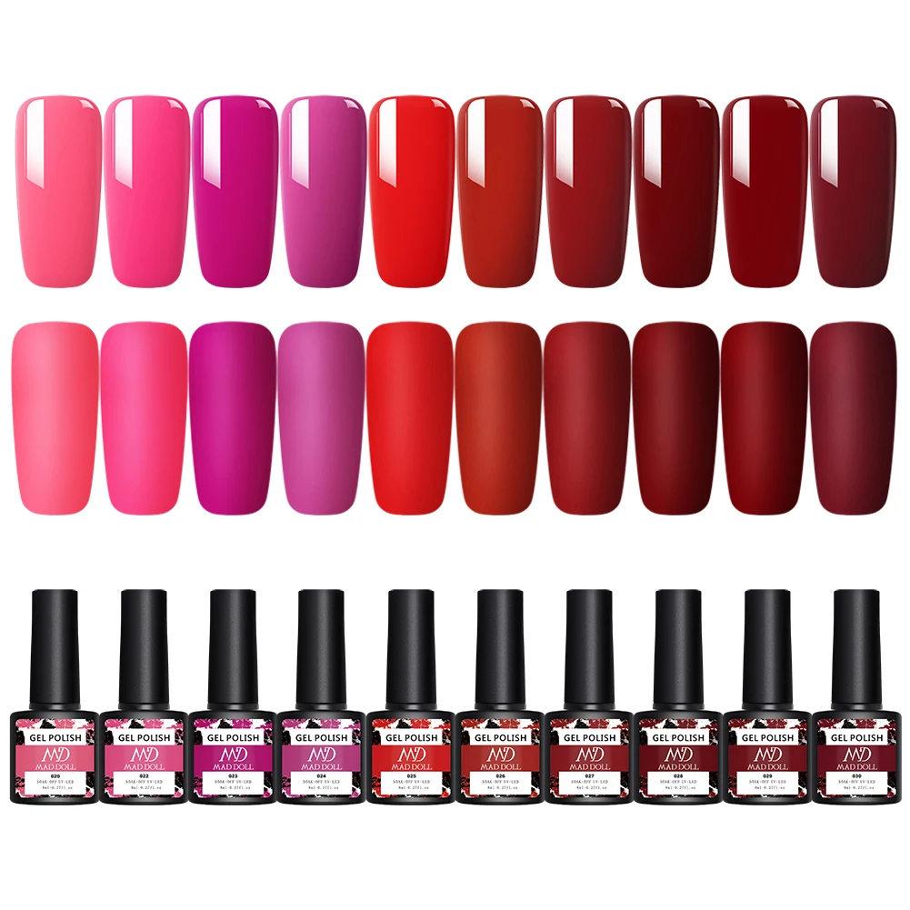 

10 Bottles Kit 8ml Gel Polish Varnish Semi Permanent UV Lot Fall Winter Series Nail Decoration Set UV Nail Glue