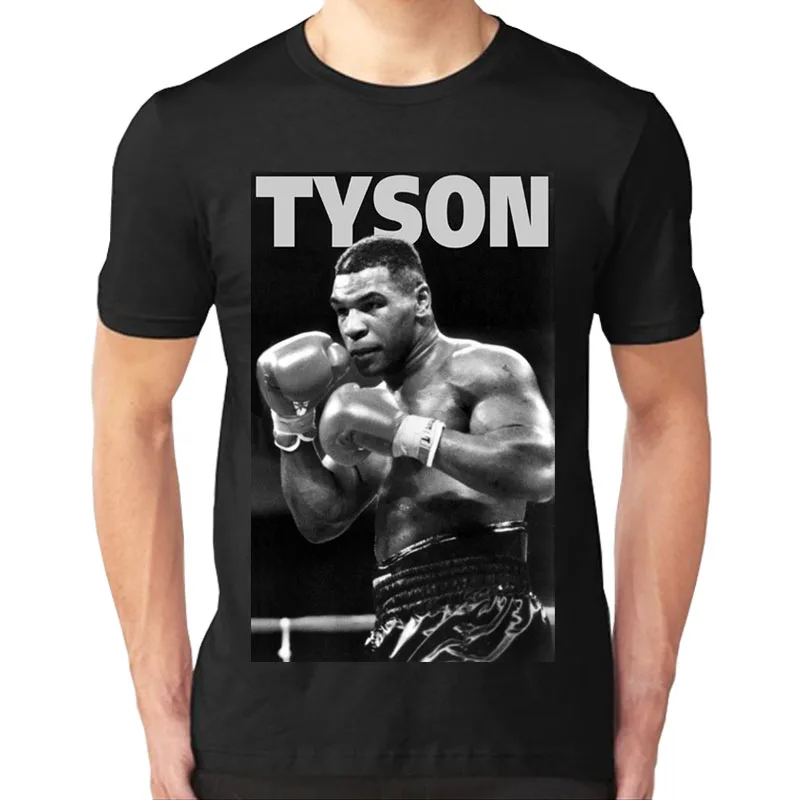 Мужская и женская футболка с коротким рукавом для бокса принтом Tyson размер S