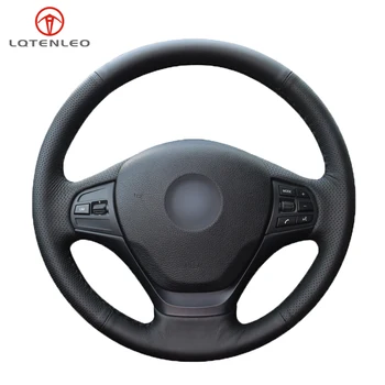 

LQTENLEO Black Artificial Leather Car Steering Wheel Cover for BMW F20 F21 F22 F23 118i 120i 125i 120d 218i 228i 420i 430i 435i