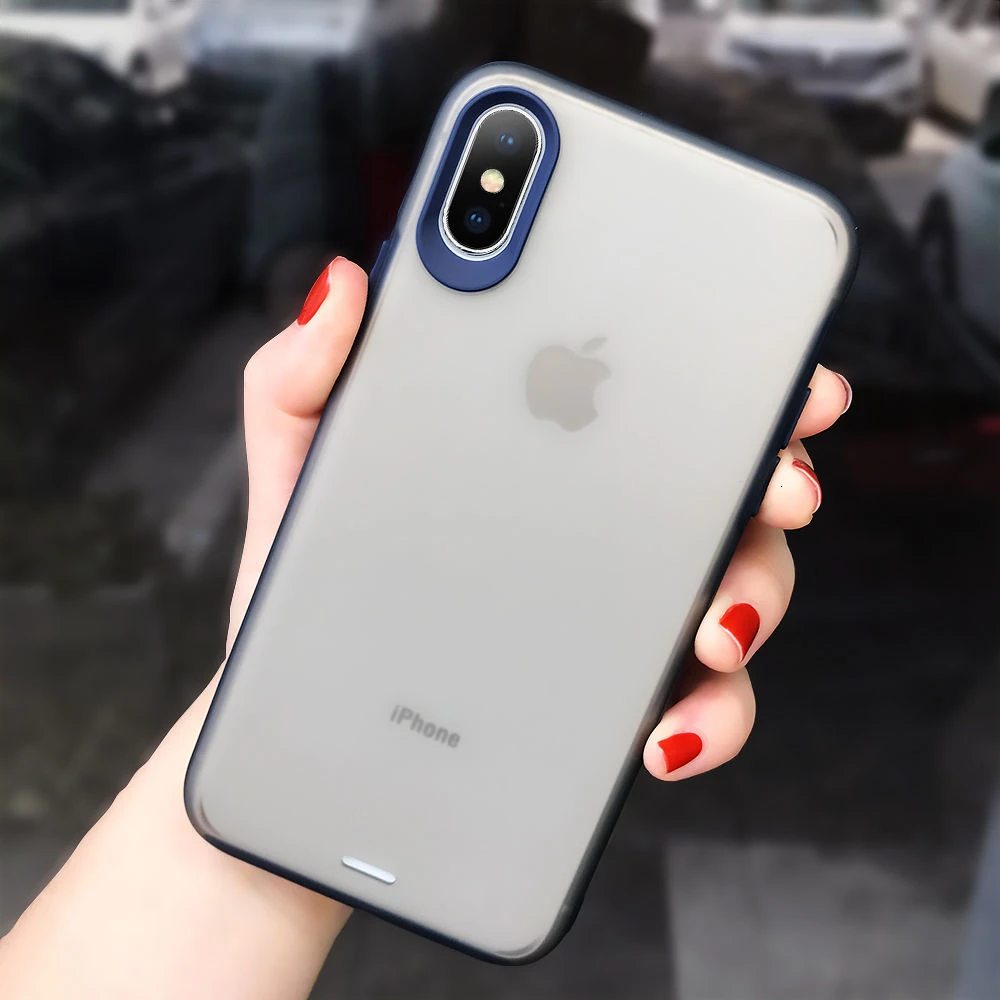 Матовый противоударный армированный чехол для телефона iPhone 11 11Pro Max XR XS X XS Max 7 8 Plus прозрачный жесткий защитный чехол-накладка - Цвет: Blue