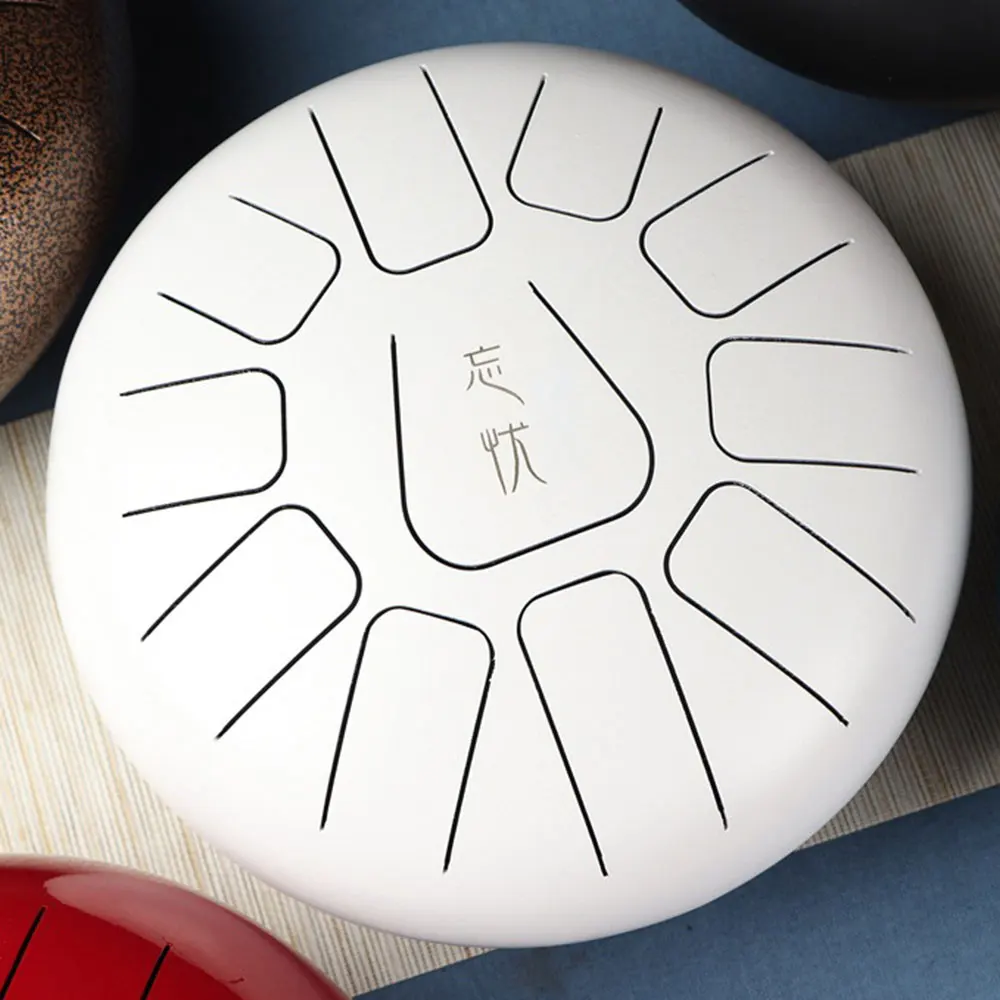 Высокое качество 12 дюймов 30 см 8 тон сталь язык барабана Handpan ударный инструмент белый - Цвет: White 11 tones