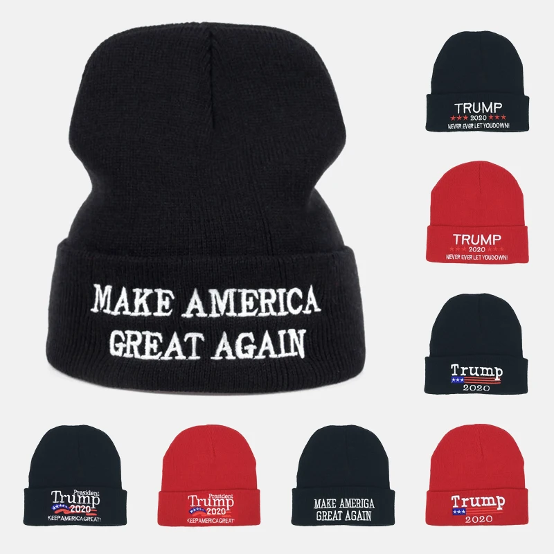 Trump, настоящая вязаная шапка, унисекс, зимняя теплая шапка, новинка, Make America Great agne, шапки с вышивкой, Trump President, модная шапка