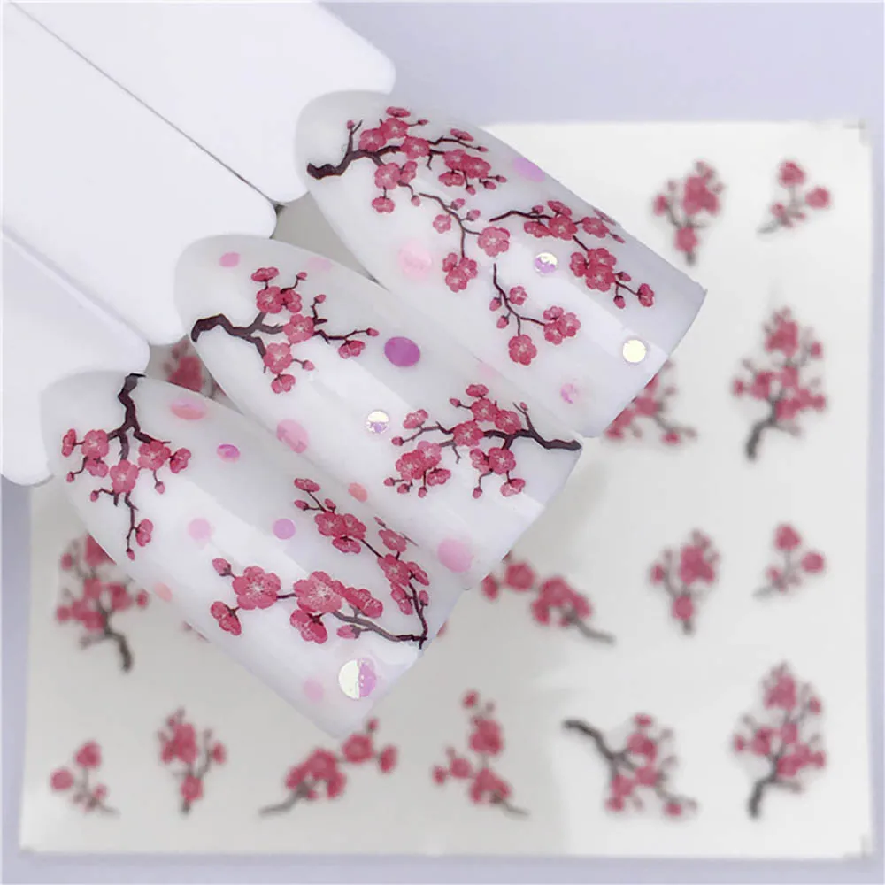 Small Fresh Plum Nail Stickers Cute Cartoon Fox Lion Butterfly Necklace Art Decal Water Transfer Sticker Dessert Cake | Красота и