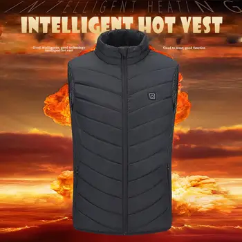 

Electric Heated Vest Jacket Heated USB Winter Black Down Cotton Hot Compress Warm Heated Pad Heating Coat Body Warmer Thermal