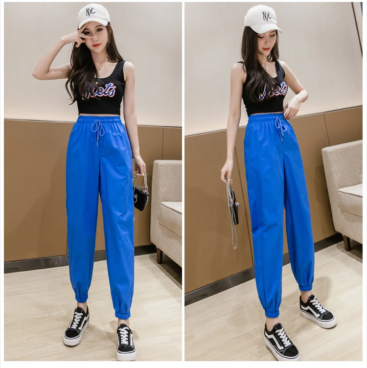 Jielur Trousers Women Solid Color Elastic Waist Candy Color Autumn Pants New Chic Sweatpants Pantalon Femme Roupas Slim Pants