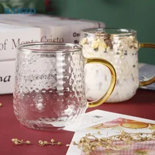 Креативная забитая стеклянная чашка, домашняя термостойкая кружка для молока, сока, чая, кофе, кружка с ручкой, офисный стакан для питья es 350 мл, посуда для напитков