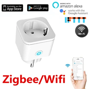 Image 1 - Tuya ZigBee Wifi Smart Plug EU 16A Power Monitor Timer Socket Remote Control Smart Home Wireless for Alexa Google Home Assistant