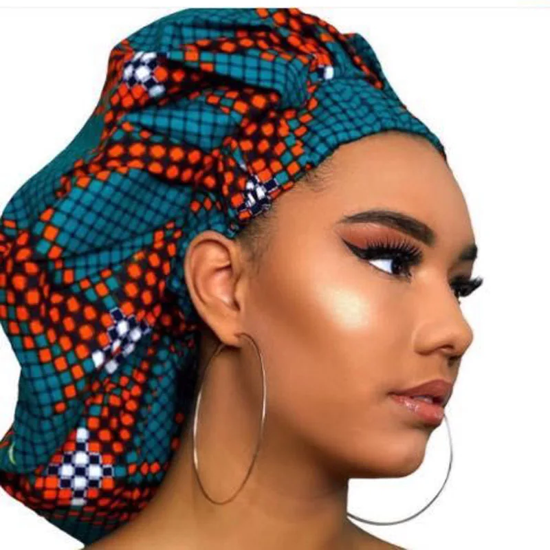 

New Extra large Satin Lined Bonnets women African pattern print fabric Ankara bonnets Night Sleep Hat Ladies Turban