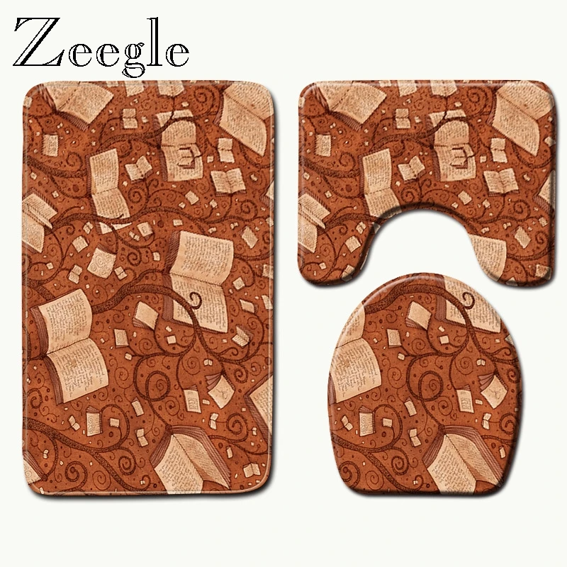 Zeegle 3D набор ковриков для ванной с рисунком паука, коврик для ванной комнаты, коврик для ванной, u-образный Набор ковриков для ванной, нескользящий коврик для туалетной ноги, крышка для унитаза, коврик