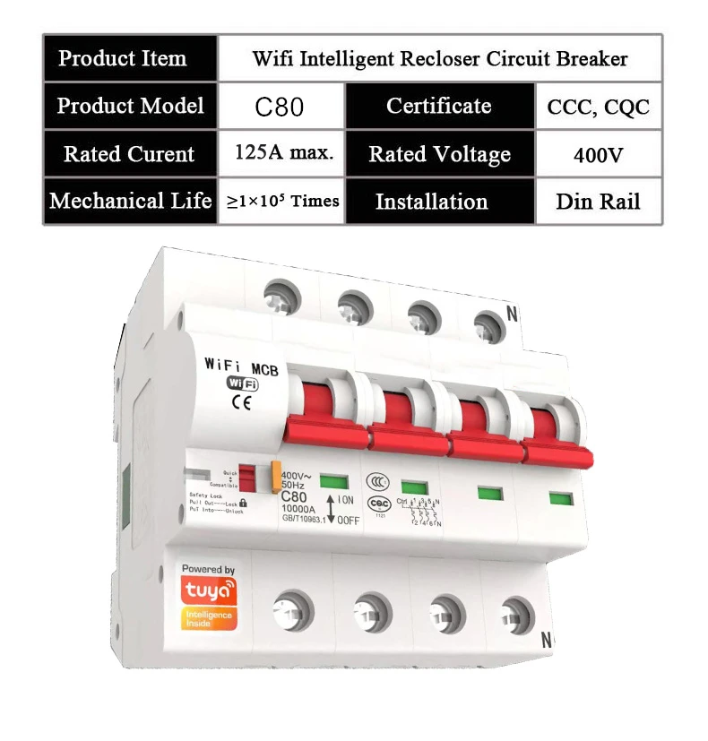 Interruptor de Controle Tuya Smart 16a-125a Remoto Wi-fi - Interruptor Inteligente Suporte Automático Recloser Alexa Google Casa Ifttt App 4 p - Image 6